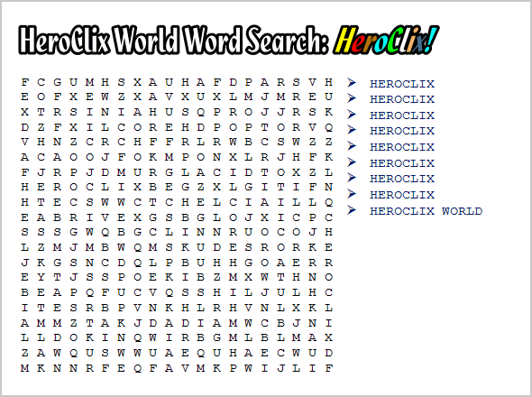 HeroClix World Word Search