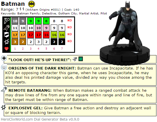 Batman 001 Arkham Origins HeroClix Dial