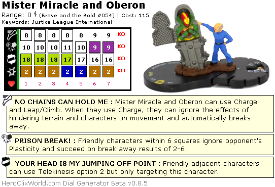 Mister Miracle and Oberon HeroClix Dial