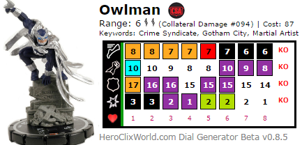 Collateral Damage Owlman Heroclix Dial
